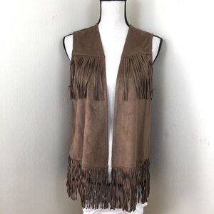 N Touch petite faux suede vest. Brown. Sz PM.